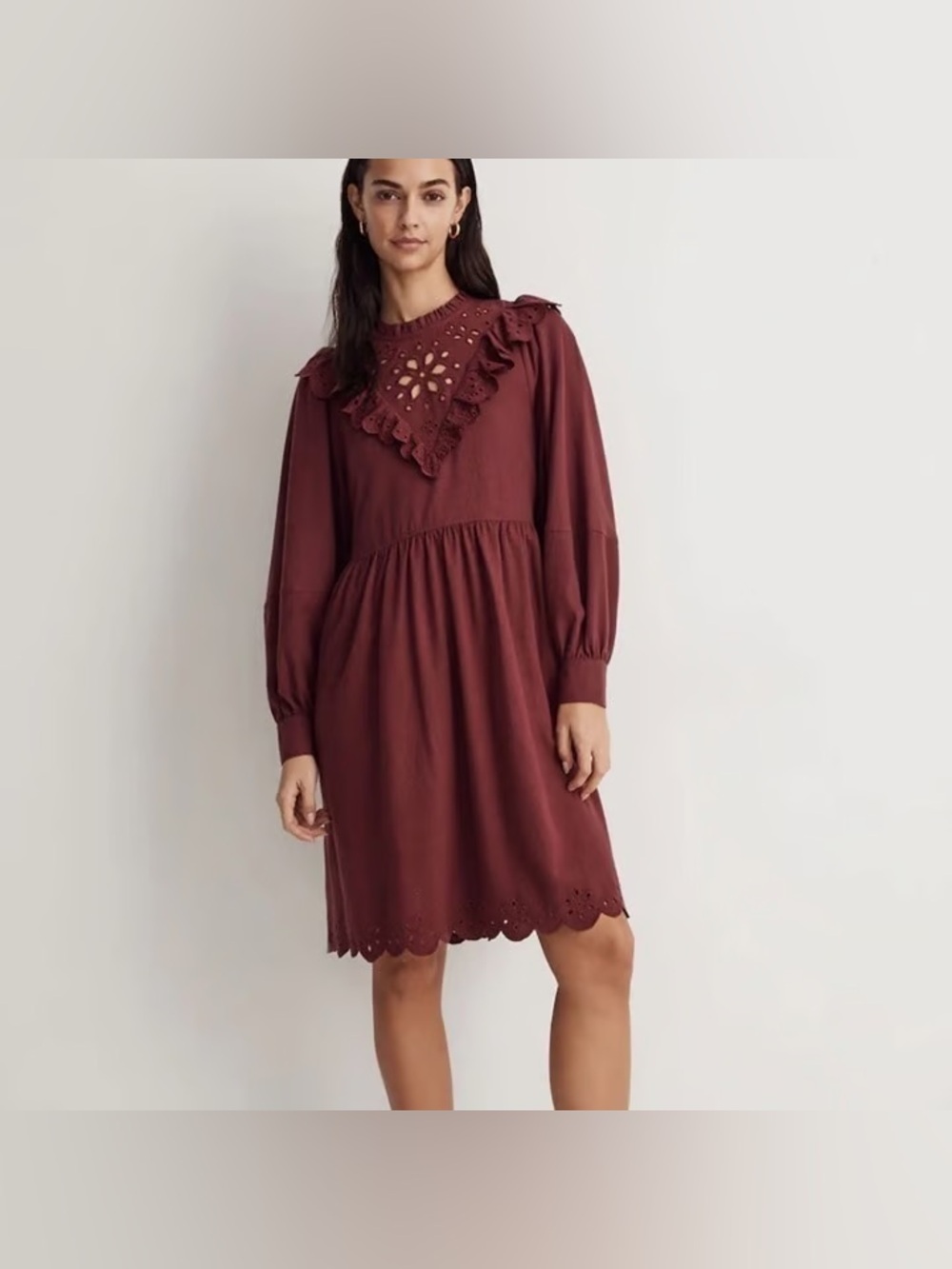 Madewell
Embroidered Ruffled Flannel Mini Dress Vintage
Mulberry Size Medium
